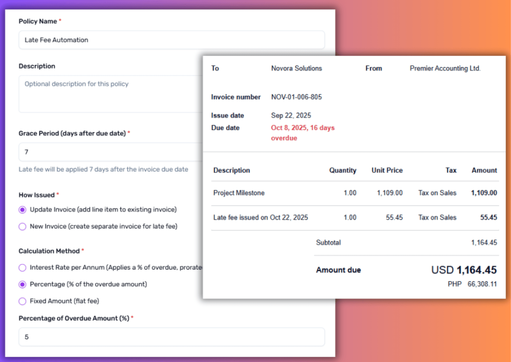 Auto Late Fees Feature